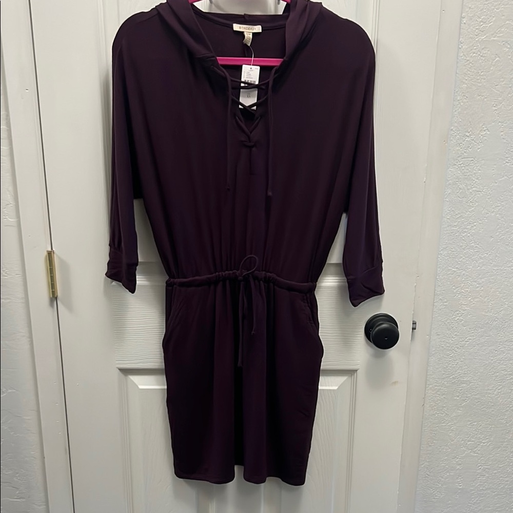 Anthropologie Bordeaux Hooded Mini Dress
